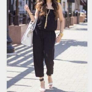 CAbi #838 Black Strapless Patio Romper Jumpsuit Pantsuit Size XS